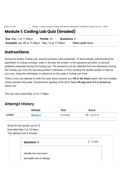HIT 205 Module 1 Coding Lab Quiz